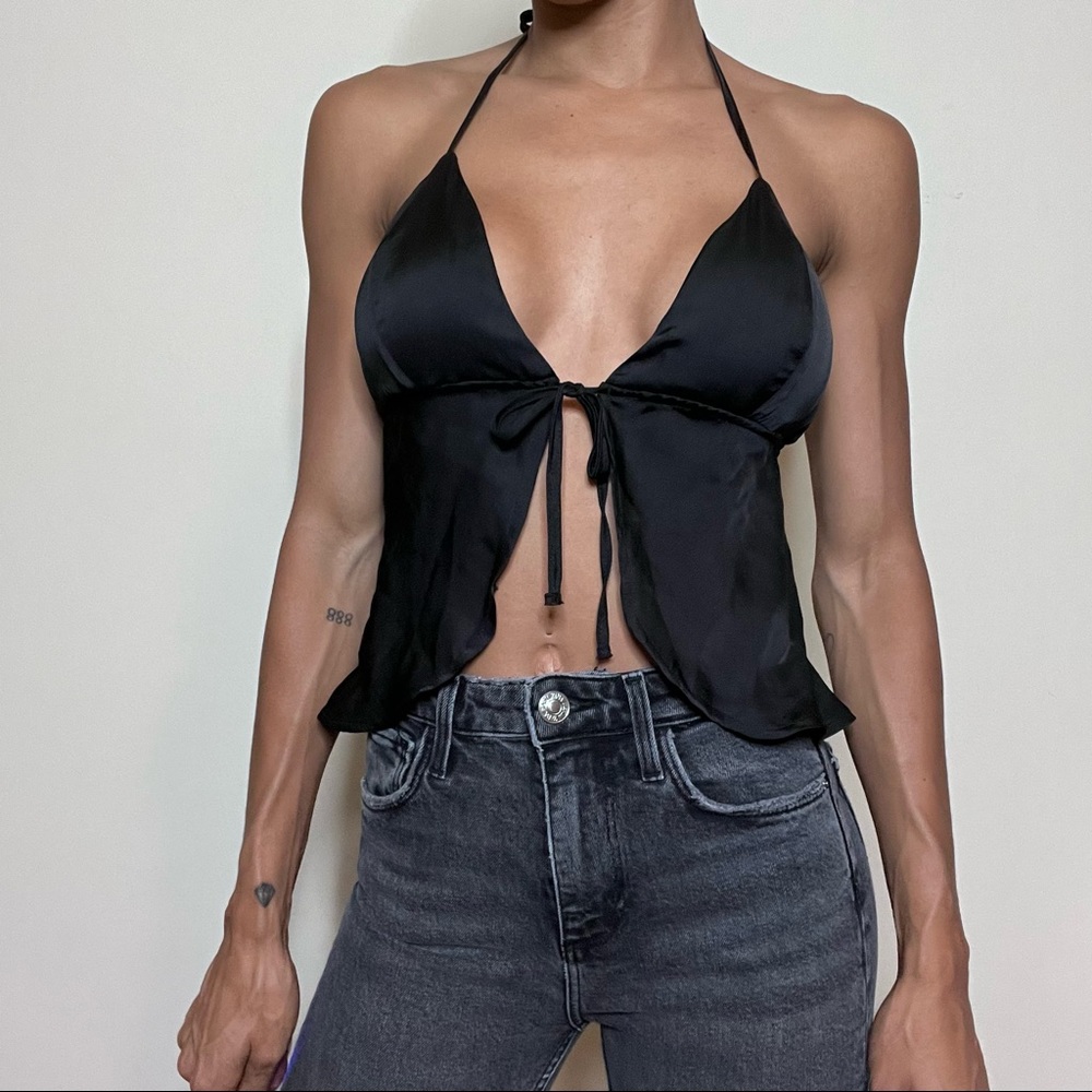 Silk Tie Cami Halter Top